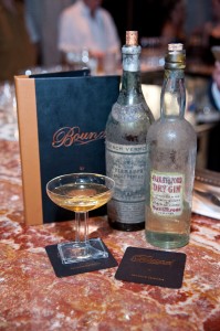 Photo 1: The world's oldest martini, made with Park & Tilford unfiltered New York gin circa 1900 and Noilly Prat vermouth circa 1890. © PATRICK GRAY/ Kabik Photo Group