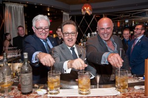 Photo 3: Legendary mixologists Dale DeGroff (L) and Tony Abou-Ganim (R) joined Salvatore Calabrese to make the world’s oldest martini at Bound by Salvatore at The Cromwell. © PATRICK GRAY/ Kabik Photo Group